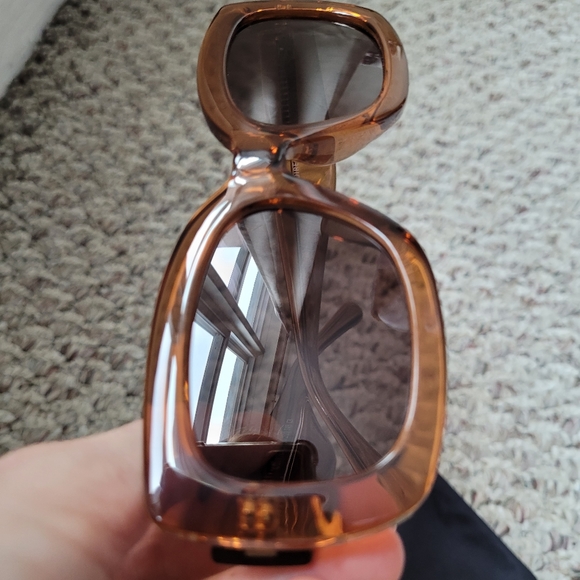 Rectangle Brown Clear Sunglasses - Picture 3 of 7